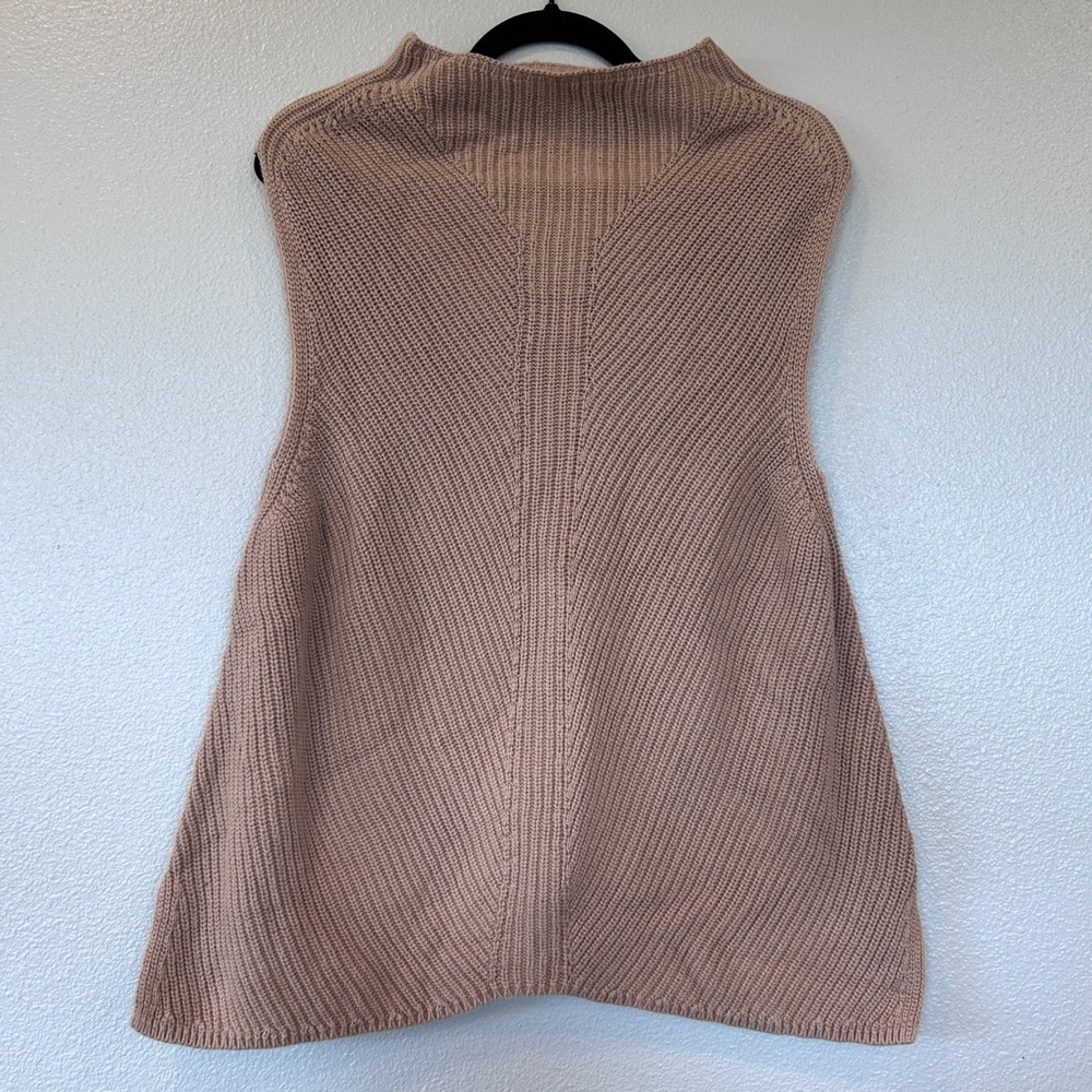 Max Studio Tan Ribbed Mock Neck Cotton Sweater Vest XL Sleeveless Knit Top